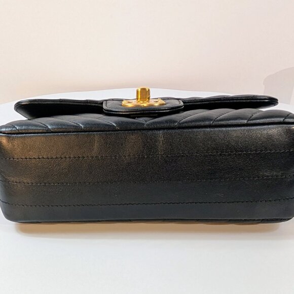 Chanel Black Classic Mini Chevron Quilted Lambskin Flap Bag - Picture 8 of 15